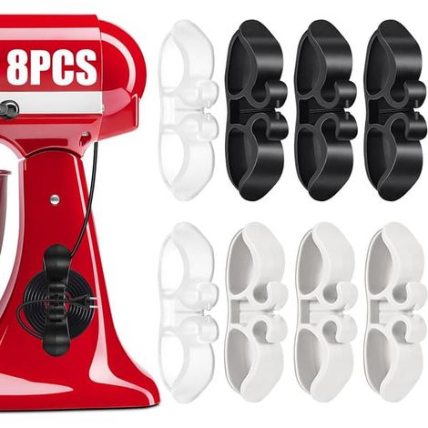 Ecleanfy - Organisateur de cordons d'électroménagers en 8 pièces - Support et cache-cordons adhésifs améliorés pour appareils de cuisine : autocuiseur, cafetière, friteuse à air chaud (1/5)