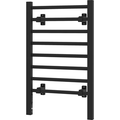Scaldasalviette Elettrico 150W 8 barre minuterie 2-4 ore Nero 53x35x90 cm