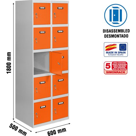 Simonrack Aufbewahrungsschrank Grau und Orange 10 Türen