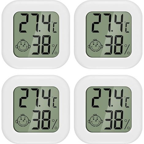 4-Piece Mini LCD Thermometer Hygrometer Indoor Home Thermometer Suitable for Children's Rooms, Elderly People's Rooms, etc.