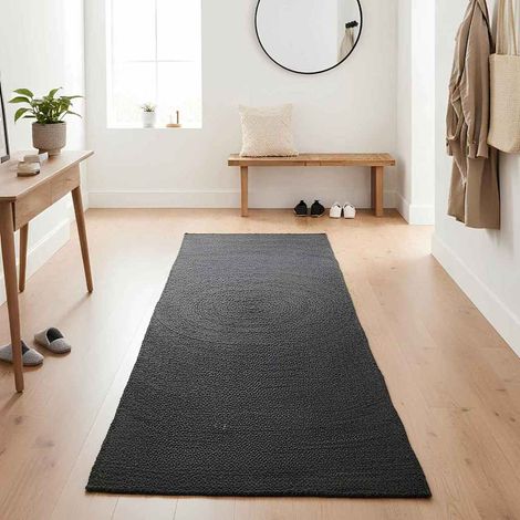 Tapis de surface Rectangulaire Gris foncé 100 x 200 cm Jute