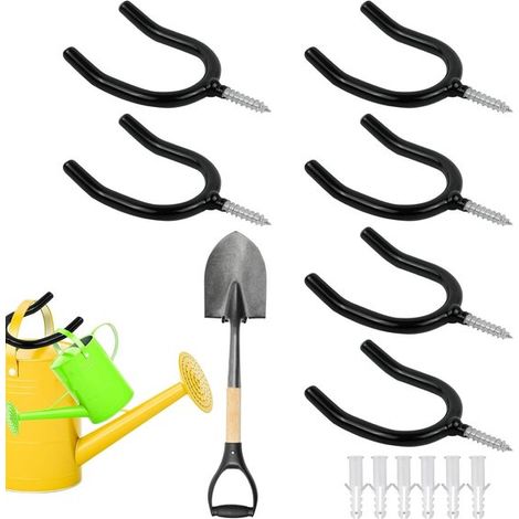 Allecta – Wandhalterung für Gartengeräte Werkzeughalter für die Wand Metall 6-teilig Schwarz (1/5)