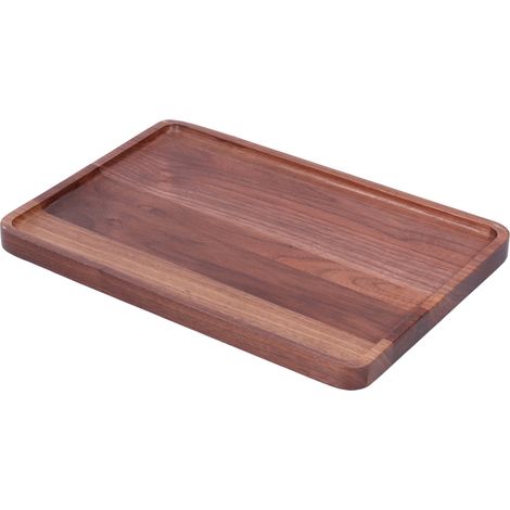 Servierplatte aus Walnussholz, quadratisch, dekorativ, Obstteller, Dessertteller, Tablett, Grillplatte aus Holz, 34 × 23 × 2 cm (1/5)