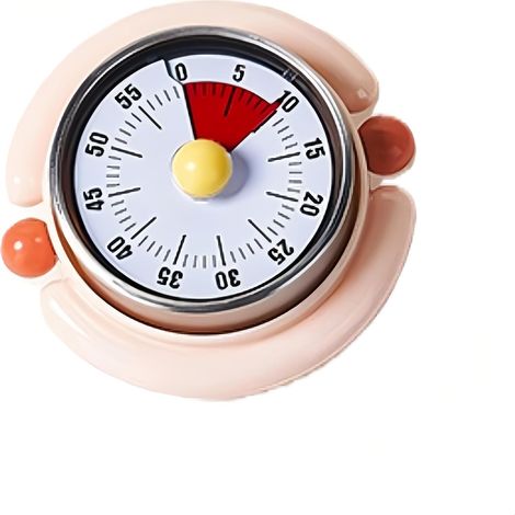 Timer da cucina meccanico visivo da 60 minuti, senza batterie, con conto alla rovescia magnetico da 75 dB, ideale per la cottura al forno (rosa) (1/5)