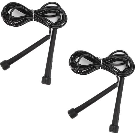 2 Cordes à Sauter Vitesse avec Poignées Plastique pour Fitness et Sport - Noir (1/5)