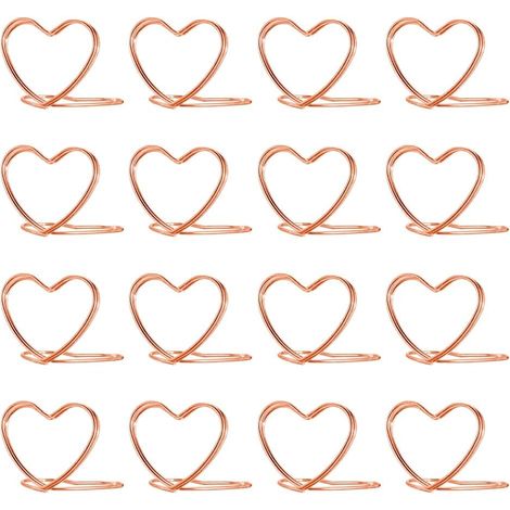 30 Pièces Petits Supports en Forme de Cœur pour Numéro de Table de Mariage Porte-Cartes de Nom de Place Mini Supports Photo Image Porte-Étiquettes Alimentaires Porte-Signes Clip Mémo Mignon