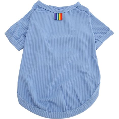 T-shirt pour chien, collection printemps-été, imprimé rayures mignonnes, fin, respirant, doux et extensible, pour petits chiens, taille M. (1/5)