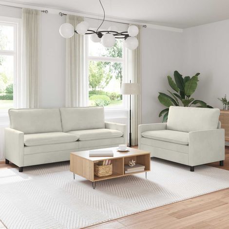 vidaXL Sofa Set 2 pcs Creme Samt (1/5)