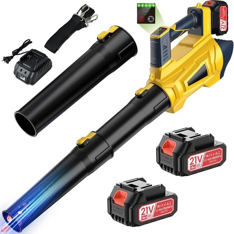 Souffleur Sans Fil 21V 8000mAh, 1000W Moteur Sans Balais 98000 RPM, Souffleur de Feuilles sans Fil avec 5 Vitesses Réglables et Mode Turbo, Batterie Lithium 2×4000mAh pour Jardin Allée Terrasse Garage (1/5)
