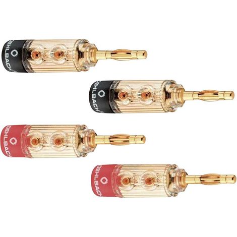 Fiche haut-parleur mâle, droit Oehlbach 3030 or, rouge, noir 4 pc(s) (1/2)