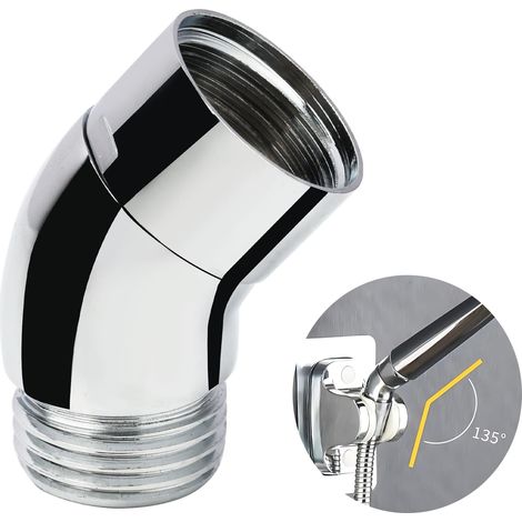 APEX Adaptateur de pommeau de douche avec bras d'extension incurvé - Adaptateur d'angle mural réglable à 135° avec filetage G1/2", adapté aux pommes de douche fixes. (1/5)