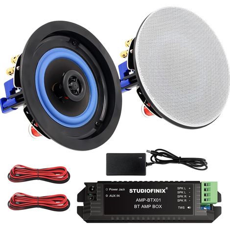 1 Pair Bluetooth Ceiling Speakers 2 Way Recessed Ceiling Speakers Ideal for Indoor and Outdoor Use for Bathroom, Kitchen, Bedroom, Covered Porch (1/5)