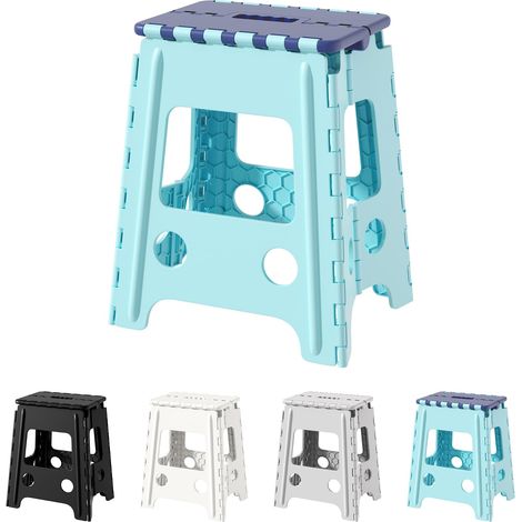 Marchepied Pliable en Plastique de 40 cm - pour Adulte - Marche Pliante et Portable - pour Chambre à Coucher - Bleu (1/5)
