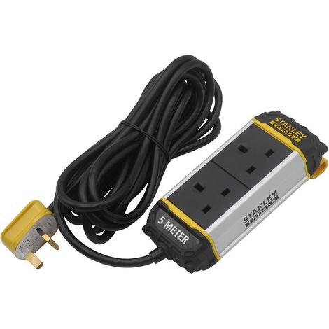 Stanley SXECFK0AHJE 2-Gang Powerboard with Belt-Clip 5m STE2GBELT (1/5)