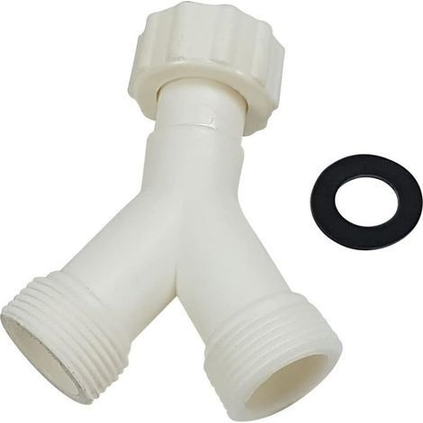 Conector doble en Y para lavadora y lavavajillas, conector de desagüe con rosca de 3/4 pulgadas, conector de manguera para grifos y electrodomésticos, plástico reforzado de alta resistencia (1/5)