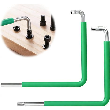 Set mit 2 Fenster-/Türjustierwerkzeugen inklusive Schrumpffolie, Torx 15, 4-mm-Innensechskant und 4-mm-Kugelkopf, Justierschlüssel