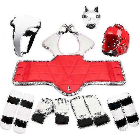 Ensemble de protection de taekwondo cinq pièces casque armure gants de kickboxing et de boxe protège-tête huit pièces pour fille (taille 8 110-130cm) (1/5)