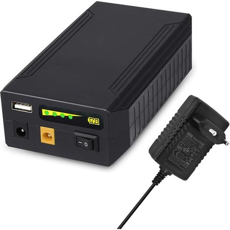 Batterie lithium-ion rechargeable 72W 100 WH 12V / 8300 mAh 9V / 11000 mAh 5V / 20000 mAh DC Sortie pour bande LED, bande lumineuse, caméra de vidéosurveillance et plus encore - Noir (1/5)