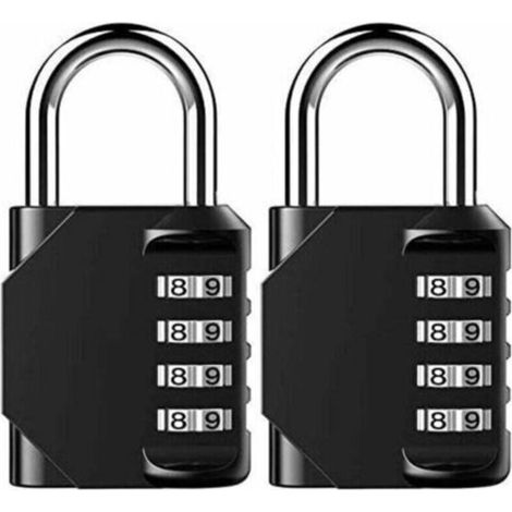 Lot de 2 cadenas à combinaison - Cadenas anti-rouille à 4 chiffres - Résistant aux intempéries - Idéal pour les vestiaires à l'école, à la salle de gym, les armoires, les boîtes à outils