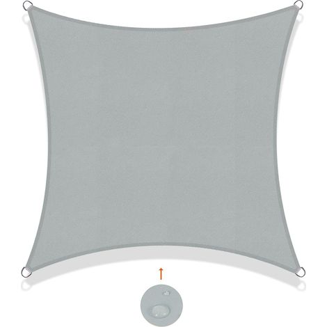 Voile d'ombrage Rectangulaire 3x3m Imperméable Toile Ombrage UV Protection pour Patio Jardin, Terrasse,Extérieur, Balcon,Gris Clair (1/4)