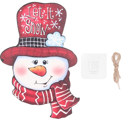 Sapin de Noël en bois – Décoration de porte suspendue avec gnome décoratif, crochet et corde pour fenêtre, cheminée, porche – Modèle MZ636:L (1/5)