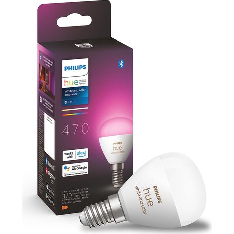 Philips Hue White and Color Ambiance Luster, 1 Lampadina Sferica Smart, Luce Bianca o Colorata, 5.1W, Dimmerabile, Bianco (1/5)