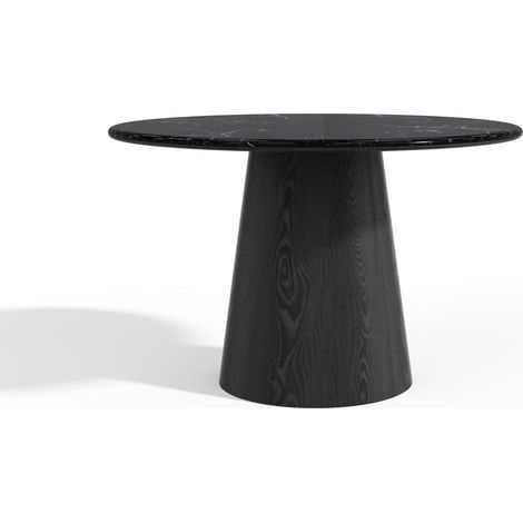 Table à manger en bois contreplaqué et marbre marbre noir et bois noir VERO (1/5)