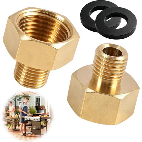 2 Pièces Adaptateur de Gaz en Laiton Filetage Femelle G 1/2" RH à Droite x Filetage Mâle G 1/4" LH à Gauche, Compatible pour Équipements Allemands pour Connexions de Gaz Transfrontalières, Durable (1/5)