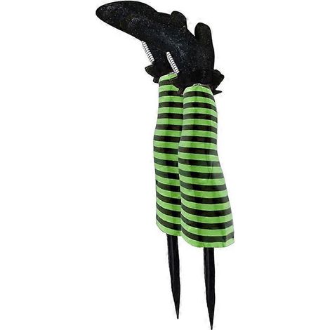 Paar böse Hexenbeine für Halloween, umgedrehte Magierfüße als Accessoire mit Stiefelstab, Dekoration für Garten und Rasen