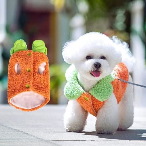 Manteau pour Chien - Manteau d'hiver - Tissu polaire corail - Couleur orange - Taille L (1/4)