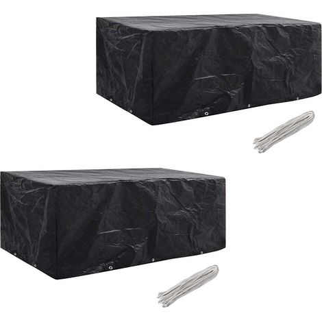 vidaXL Funda de muebles de jardín 2 uds set ratán 8 personas 10 ojales (1/5)