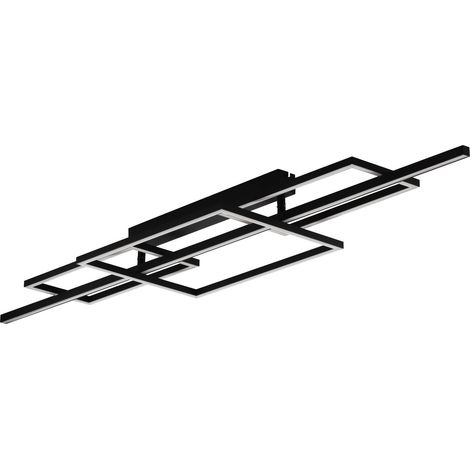 EGLO LED Deckenlampe Puebla, geometrische Deckenleuchte, Wohnzimmerlampe aus Metall in Schwarz und Kunststoff in Weiß, Lampe Decke warmweiß (1/5)