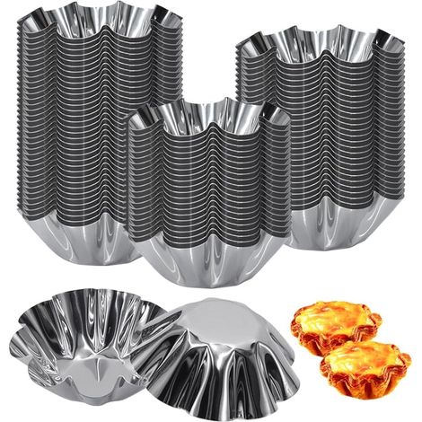 30 Moule Mini Tartelette,Acier Inoxydable,Antiadhésif,Fond Rainuré,Cuisine,Pâtisserie