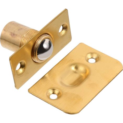 Poignée boule de porte, verrou de porte d'armoire, lot de 2, avec gâche en acier inoxydable et ressort réglable, pour la maison, 53 x 26 mm (doré)