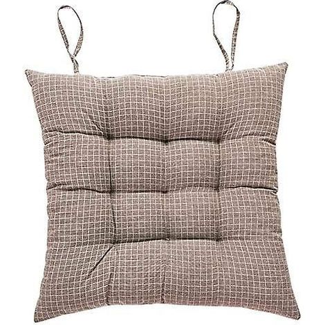 Stuhlkissen 43 x 43 x 8 cm mit Gurten, universeller Kissenbezug aus Baumwolle und Leinen für Gartenstühle, leicht zu reinigen, für den Innen- und Außenbereich (Büro, Tatami, Küche, Garten).