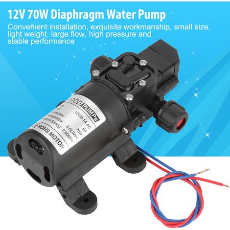 Pompe à membrane auto-amorçante 12V 70W, 0.9Mpa, 6L/min, haute pression pour eau (1/5)