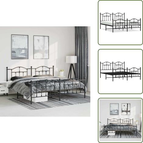 Bettgestell mit Kopf- und Fußteil Metall Schwarz 183x213 cm - Bettstellengestell - Doppelbett - Massivholzbettfassungen - Metallbettgestell - Boxspringbett (1/5)