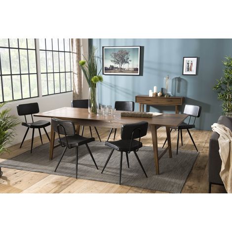 Macabane – Table à manger extensible rectangulaire en bois Mindi 200/240 x 100 x 76,5 cm – Ambiance chaleureuse nordique – 8 places (1/5)