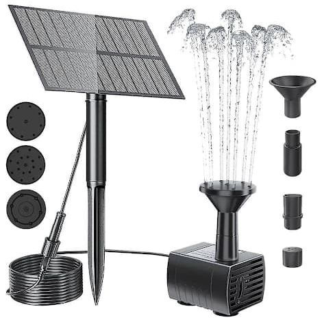 Pompe à eau solaire pour fontaine, idéale pour abreuvoir à oiseaux, jardin ou piscine. (1/5)