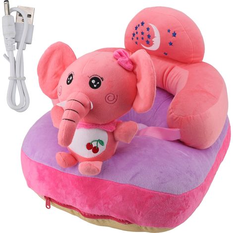 Siège de soutien pour bébé, canapé en peluche douce et confortable, angles réglables, fonction Bluetooth, support pour bébé d'intérieur, motif éléphant (1/5)