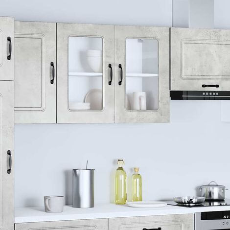 Teenpull – Küchen-Hängeschrank mit Glastür Kalmar Betongrau Holzwerkstoff (1/5)
