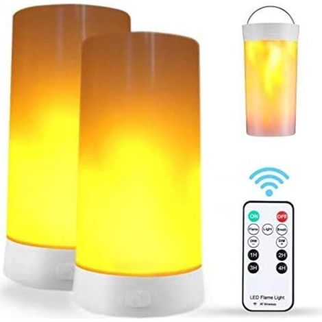 Lot de 2 lampes à flamme LED rechargeables par USB avec télécommande et minuterie, étanches et à intensité variable, XU，idéales pour la décoration de la maison, des fêtes,etc-KZQ