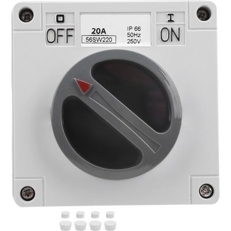 Interrupteur étanche IP66 250V, sélecteur rotatif à 2 positions, interrupteur marche/arrêt anti-poussière pour une utilisation en extérieur (2P20A) (1/4)