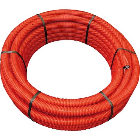Jardibric – Gaine électrique annelée en polyéthylène rouge Ø 50 mm – Longueur 25 mètres – Protection câbles souterrains – Résistante aux chocs et intempéries
