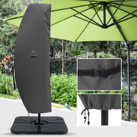 Housse de Protection pour Parasol déporté de 260 cm à 400 cm Imperméable avec Fermeture éclair et Barre Grande Taille Gris (1/5)