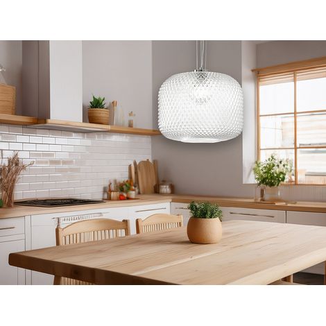 LED Pendelleuchte einflammig Kristall Glasschirm Klarglas, Ø 40cm