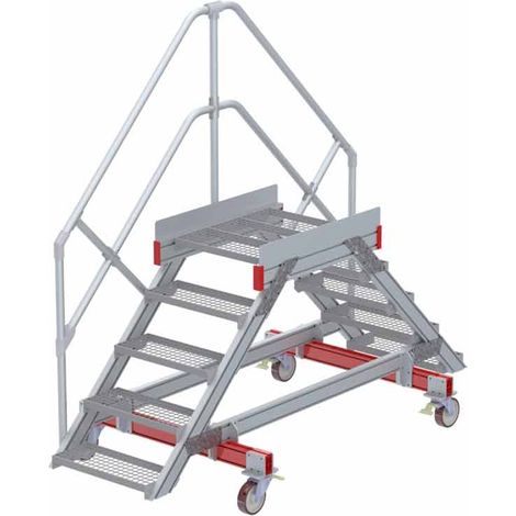 Euroline 512 mobiler Überstieg 45° Stufenausführung Stahl Gitterrost Stufenbreite 600mm 5 Stufen