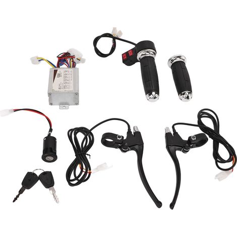 Kit de commande pour vélo électrique, contrôleur à balais 24V 500W, poignée d'accélérateur à 3 vitesses et levier de frein avec verrouillage, convient aux tricycles. (1/5)