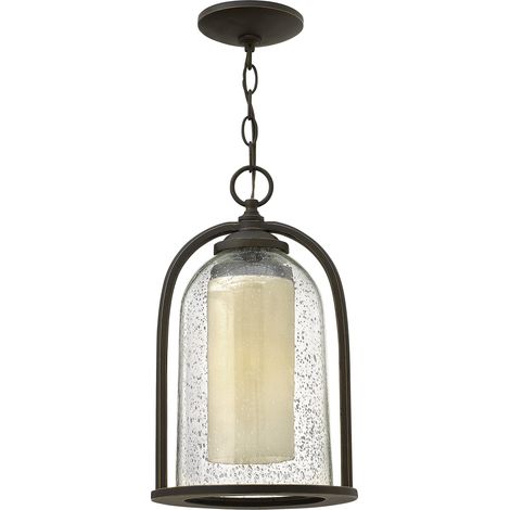 Außenleuchte Pendelleuchte Hängeleuchte Glockenform ALU Glas Bronze D 23,5 cm (1/4)