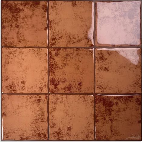 Crédence Adhésive Pour Cuisine Stickers Muraux Carrelage Adhesif Mural Salle de Bain,Vinyle 3D Mosaïque Autocollant Carreaux Adhesif Deco Cuisine (Orange, 10pcs 30.5x30.5cm) (1/5)